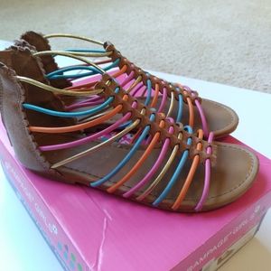 Rampage Girls Tan 13M Gladie Gladiator Rainbow Zipper Sandals